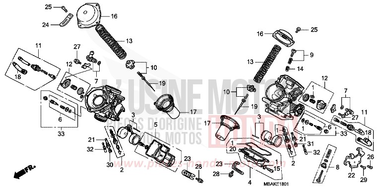 CARBURETOR (COMPONENT PARTS) for Shadow Aero REARL SEDONA RED (R223B) from 2001
